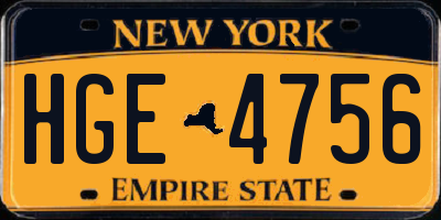 NY license plate HGE4756