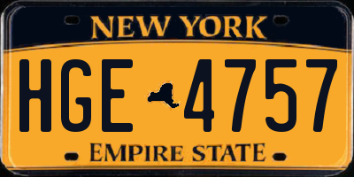 NY license plate HGE4757