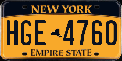 NY license plate HGE4760