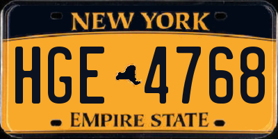 NY license plate HGE4768
