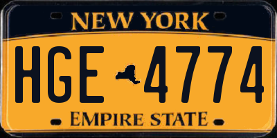 NY license plate HGE4774
