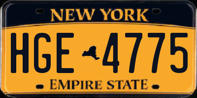 NY license plate HGE4775