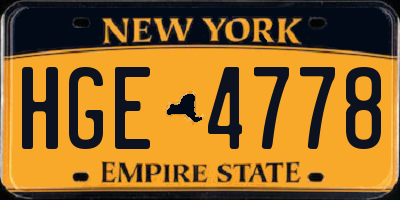 NY license plate HGE4778