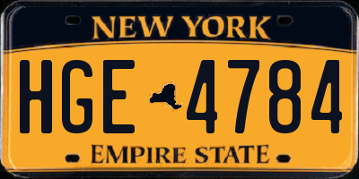 NY license plate HGE4784