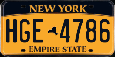 NY license plate HGE4786