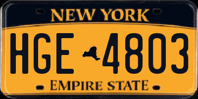 NY license plate HGE4803