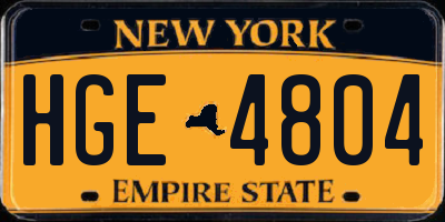 NY license plate HGE4804