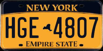 NY license plate HGE4807