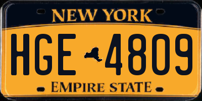 NY license plate HGE4809