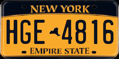 NY license plate HGE4816