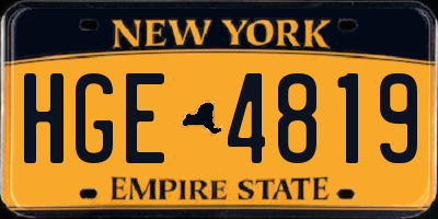 NY license plate HGE4819