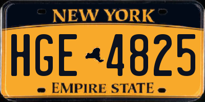 NY license plate HGE4825