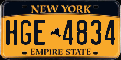 NY license plate HGE4834