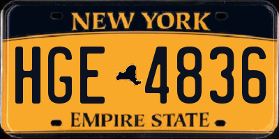 NY license plate HGE4836