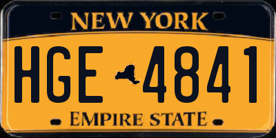 NY license plate HGE4841