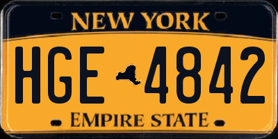 NY license plate HGE4842