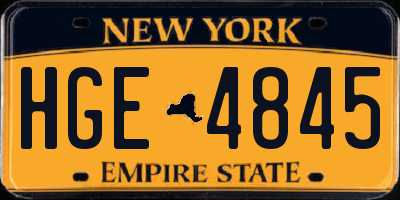 NY license plate HGE4845