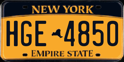 NY license plate HGE4850
