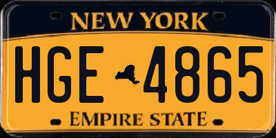 NY license plate HGE4865