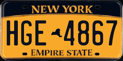 NY license plate HGE4867