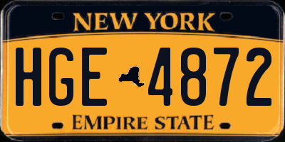 NY license plate HGE4872