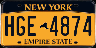 NY license plate HGE4874
