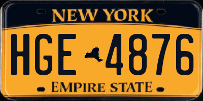 NY license plate HGE4876