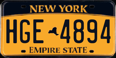 NY license plate HGE4894