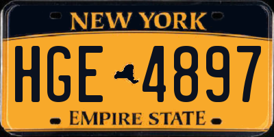 NY license plate HGE4897