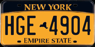 NY license plate HGE4904