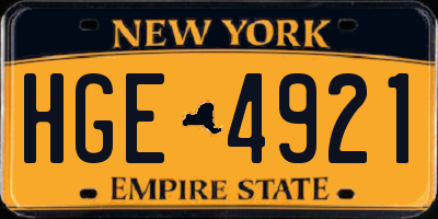 NY license plate HGE4921