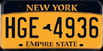 NY license plate HGE4936