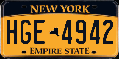 NY license plate HGE4942