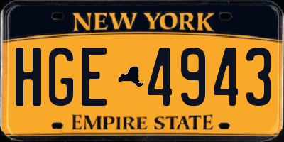 NY license plate HGE4943