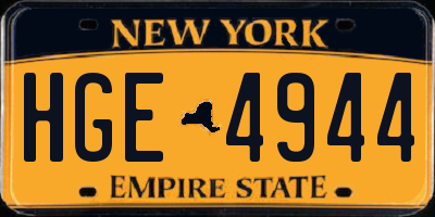NY license plate HGE4944