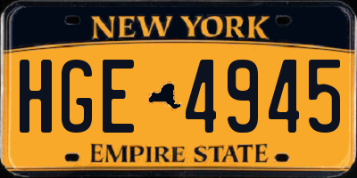 NY license plate HGE4945