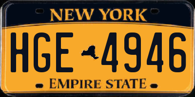NY license plate HGE4946