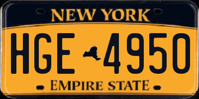 NY license plate HGE4950