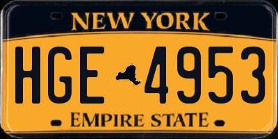 NY license plate HGE4953