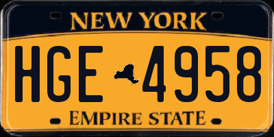NY license plate HGE4958