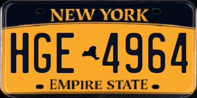 NY license plate HGE4964