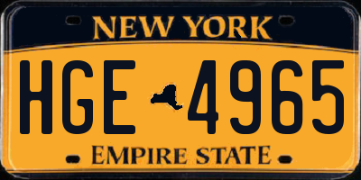 NY license plate HGE4965