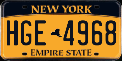 NY license plate HGE4968