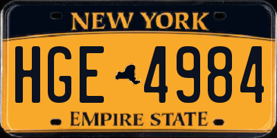 NY license plate HGE4984