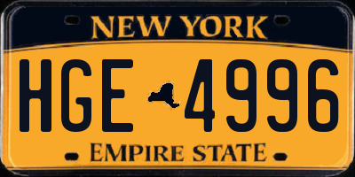 NY license plate HGE4996