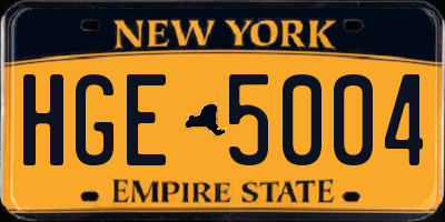 NY license plate HGE5004