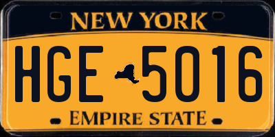 NY license plate HGE5016
