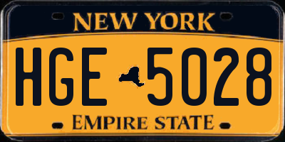 NY license plate HGE5028