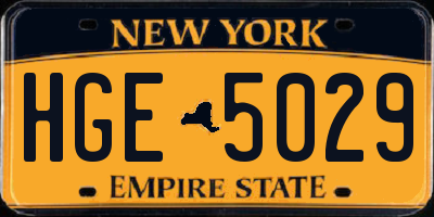 NY license plate HGE5029