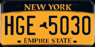 NY license plate HGE5030